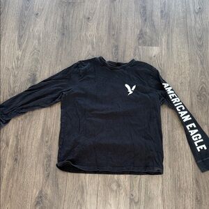 American Eagle Outfitters Black Long Sleeve Tee with Logo